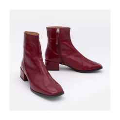 ANGEL ALARCON Oyate - Comfortable Shiny Leather Booties With Low Wide Heels<Vrouwen Last Units