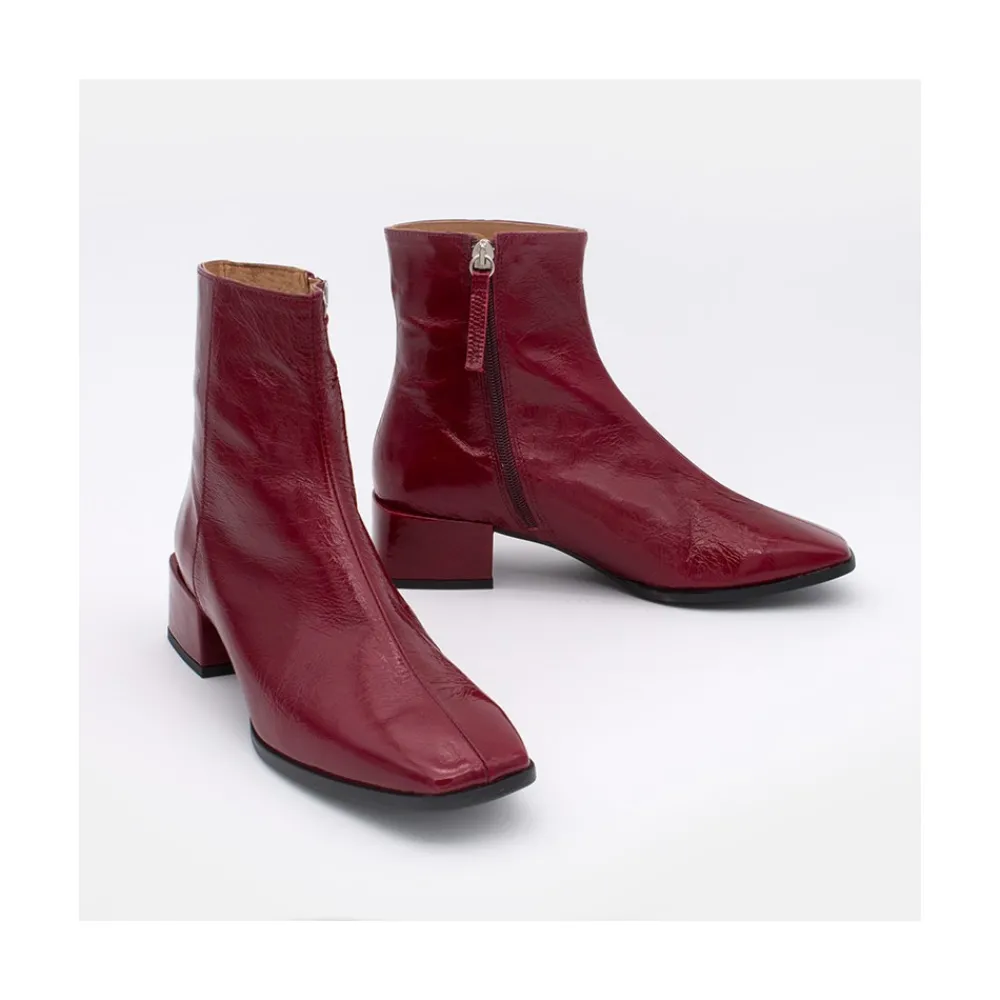 ANGEL ALARCON Oyate - Comfortable Shiny Leather Booties With Low Wide Heels<Vrouwen Last Units