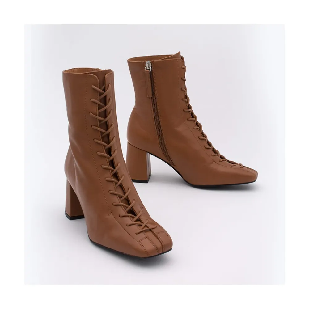 ANGEL ALARCON Pacuare - Ankle Boots With Laces And Zipper, Wide Heels<Vrouwen Heeled Shoes