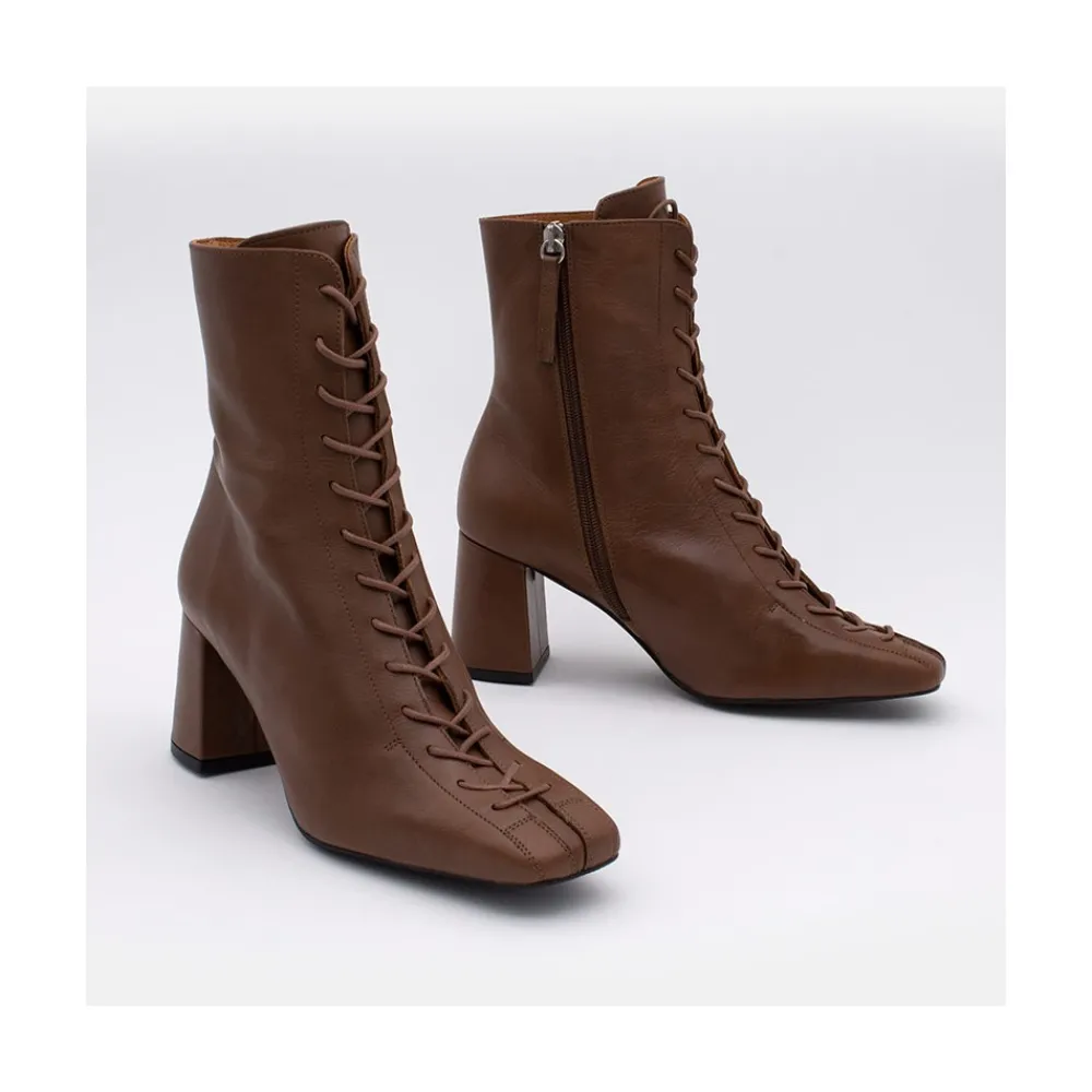 ANGEL ALARCON Pacuare - Ankle Boots With Laces And Zipper, Wide Heels<Vrouwen Heeled Shoes