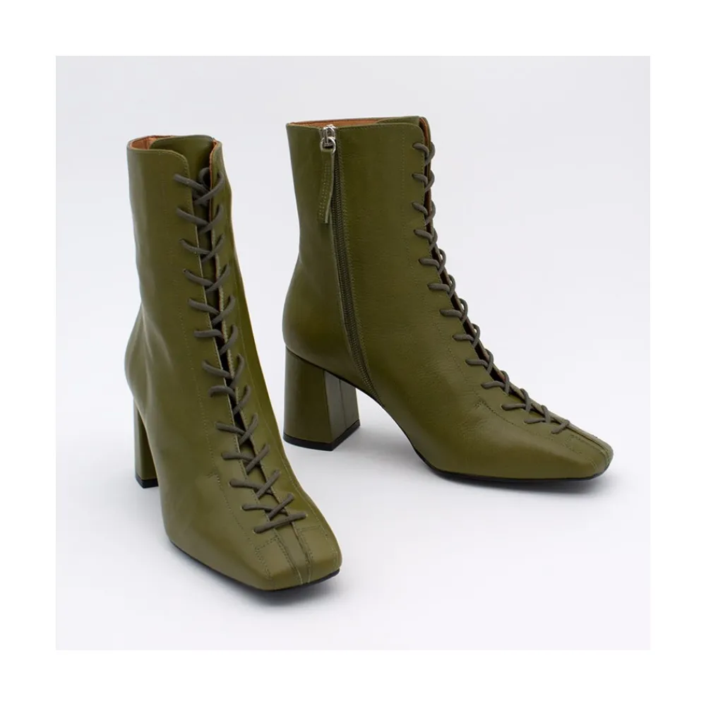 ANGEL ALARCON Pacuare - Ankle Boots With Laces And Zipper, Wide Heels<Vrouwen Heeled Shoes