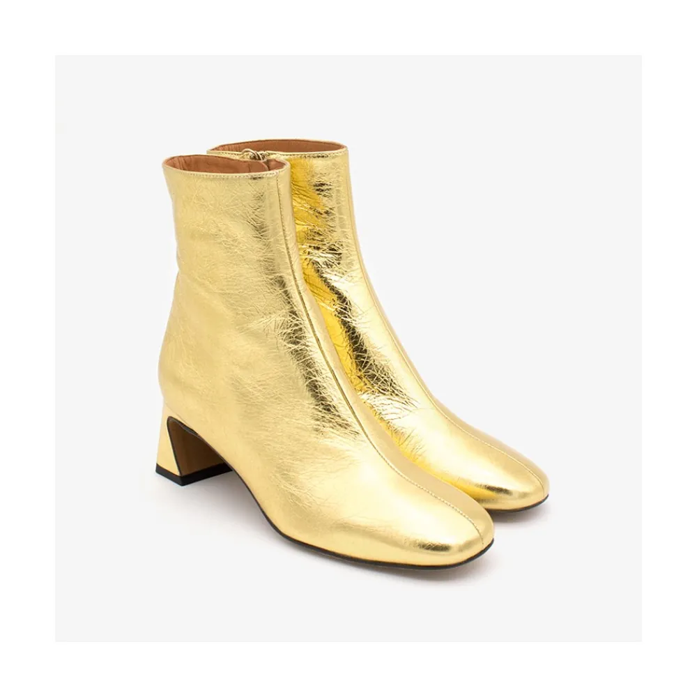 ANGEL ALARCON Parsons - Women S Metallized Leather Booties With Comfortable Low Heels<Vrouwen Metallized Shoes