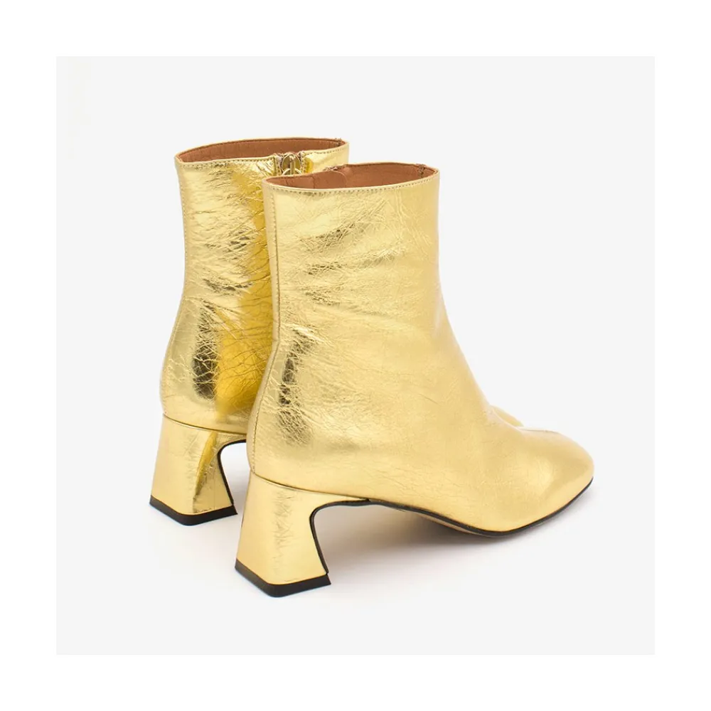 ANGEL ALARCON Parsons - Women S Metallized Leather Booties With Comfortable Low Heels<Vrouwen Metallized Shoes