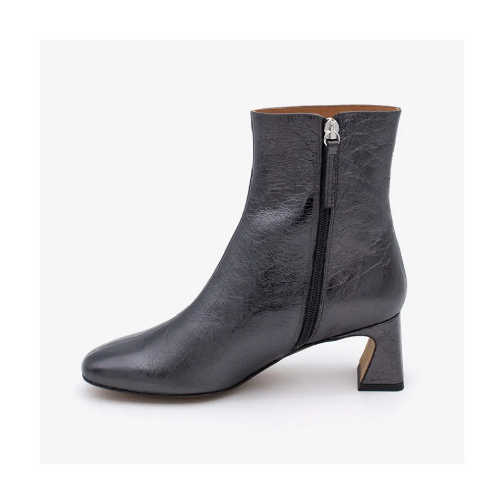 ANGEL ALARCON Parsons - Women S Metallized Leather Booties With Comfortable Low Heels<Vrouwen Metallized Shoes