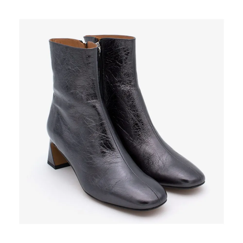 ANGEL ALARCON Parsons - Women S Metallized Leather Booties With Comfortable Low Heels<Vrouwen Metallized Shoes