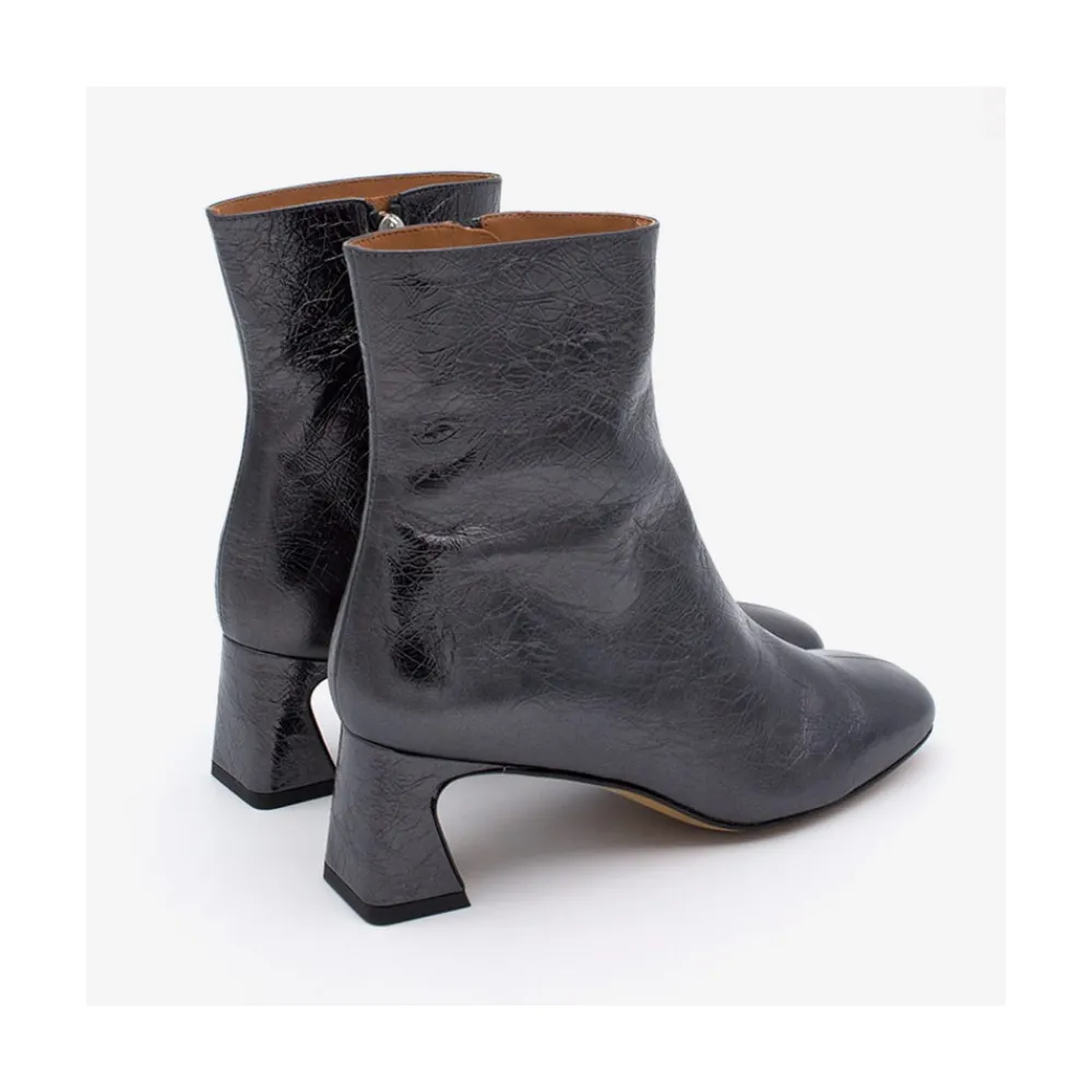 ANGEL ALARCON Parsons - Women S Metallized Leather Booties With Comfortable Low Heels<Vrouwen Metallized Shoes