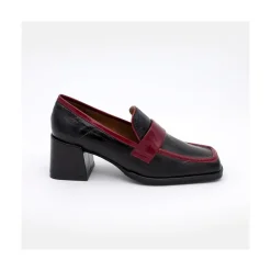 ANGEL ALARCON Peggy - Duotone Shiny Leather Women S Moccasin With Block Heel<Vrouwen Moccasins
