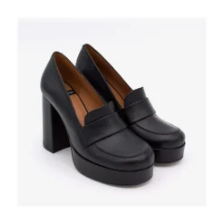 ANGEL ALARCON Petra - Women S Leather Moccasins With Block High Heel And Platform<Vrouwen Heeled Shoes