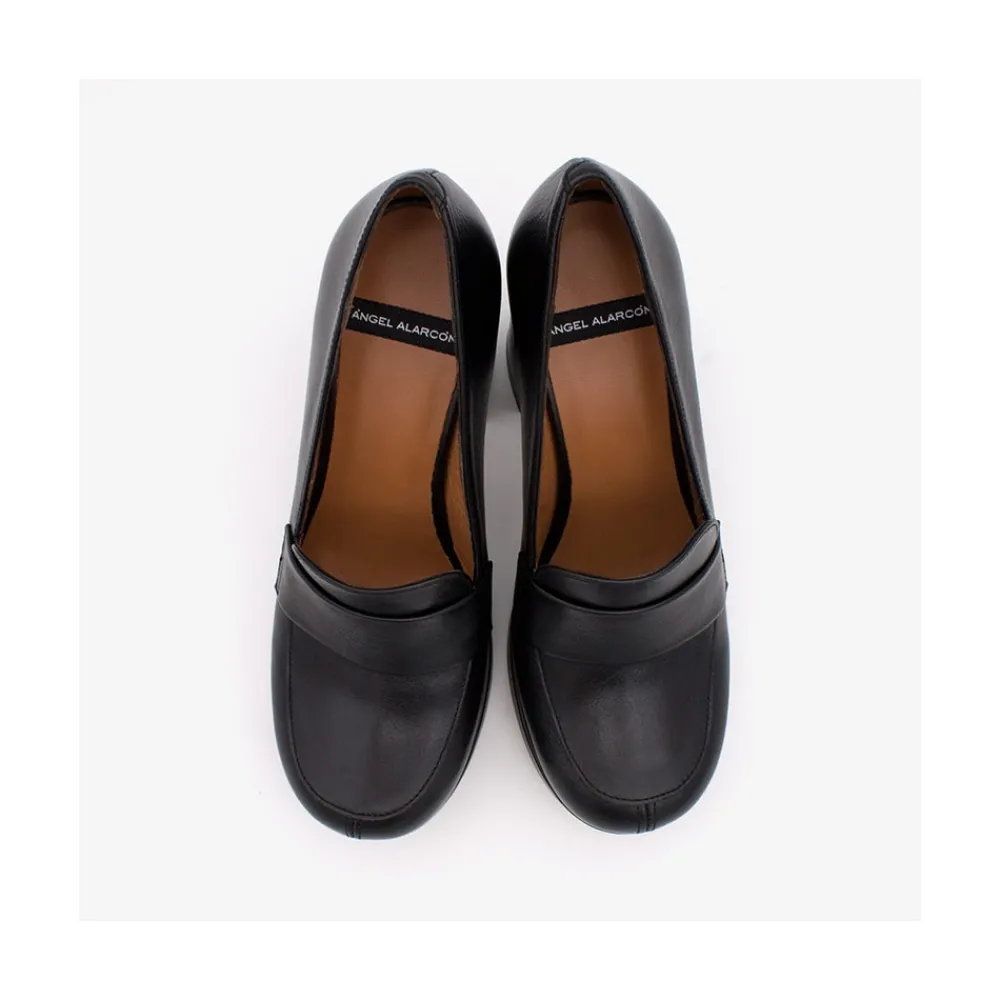 ANGEL ALARCON Petra - Women S Leather Moccasins With Block High Heel And Platform<Vrouwen Heeled Shoes