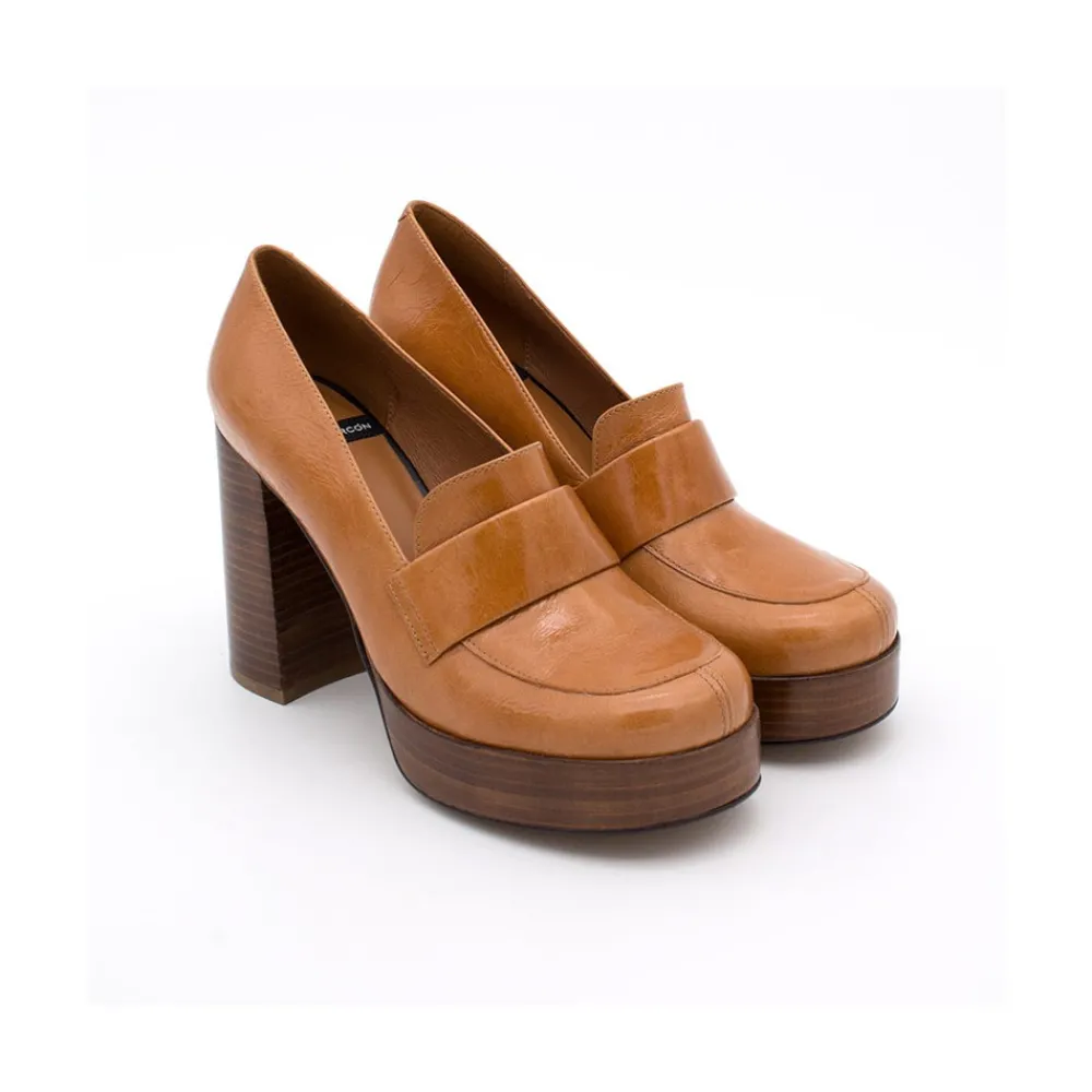 ANGEL ALARCON Petra - Women S Moccasins With Wood Block High Heel And Platform<Vrouwen Heeled Shoes