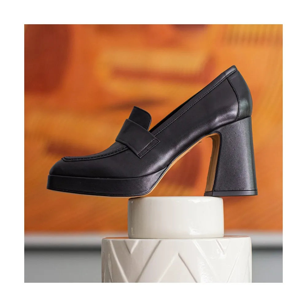 ANGEL ALARCON Pinay - Leather Women S Moccasin With Block Heel And Platform<Vrouwen Heeled Shoes