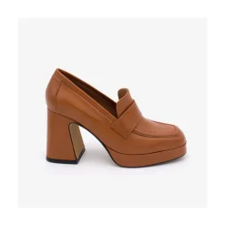 ANGEL ALARCON Pinay - Leather Women S Moccasin With Block Heel And Platform<Vrouwen Heeled Shoes