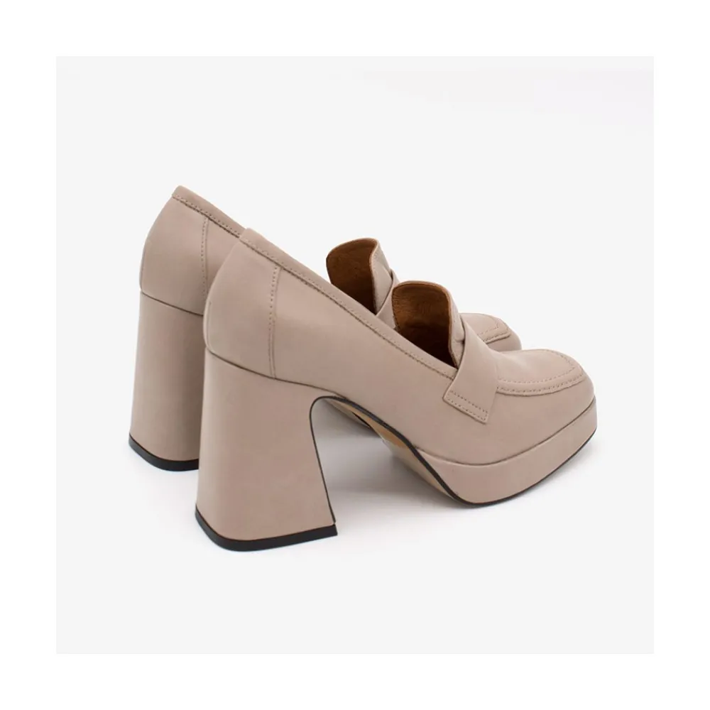 ANGEL ALARCON Pinay - Leather Women S Moccasin With Block Heel And Platform<Vrouwen Heeled Shoes
