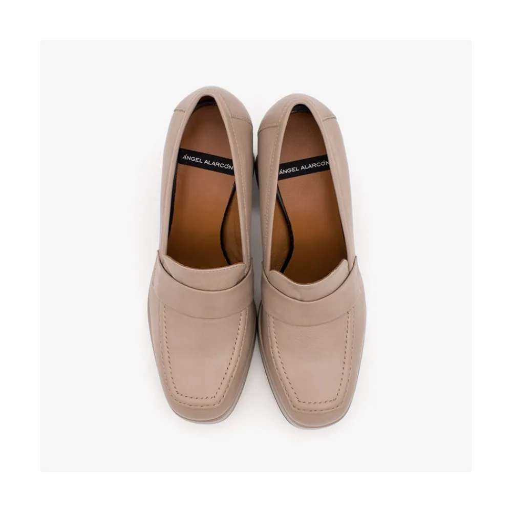 ANGEL ALARCON Pinay - Leather Women S Moccasin With Block Heel And Platform<Vrouwen Heeled Shoes