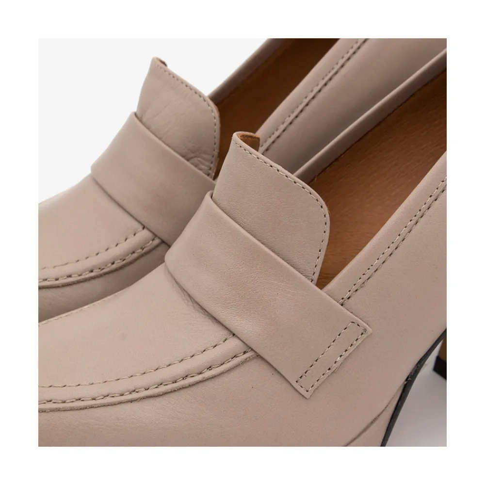 ANGEL ALARCON Pinay - Leather Women S Moccasin With Block Heel And Platform<Vrouwen Heeled Shoes