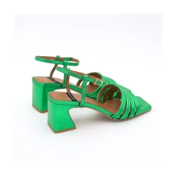 ANGEL ALARCON Roberts - Metallized Leather Strap Sandals With Medium Heel<Vrouwen Sandals