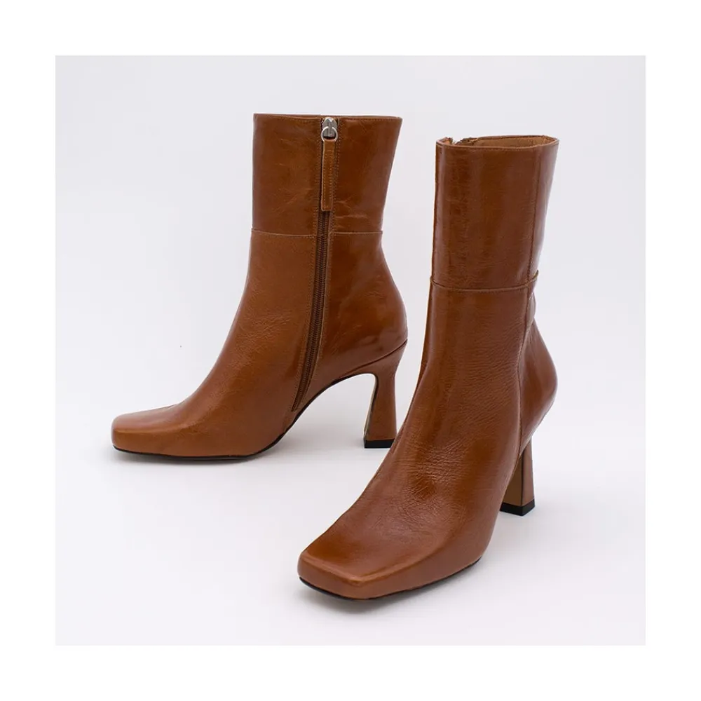 ANGEL ALARCON Selena - Shiny Leather Ankle Boots With Zipper<Vrouwen Heeled Shoes