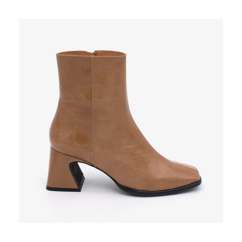ANGEL ALARCON Shaba - Women S Booties Made In Shiny Leather With Medium Heel<Vrouwen Boots And Booties