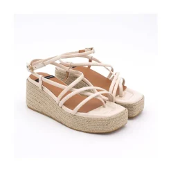 ANGEL ALARCON Shirelles - Patent Leather Sandals With Raffia Wedge<Vrouwen Sandals
