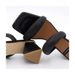 ANGEL ALARCON Sophie - Padded Sandal With Crystals And Triangular Heel<Vrouwen Metallized Shoes