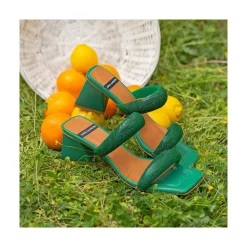 ANGEL ALARCON Sophie - Padded Sandal With Crystals And Triangular Heel<Vrouwen Metallized Shoes