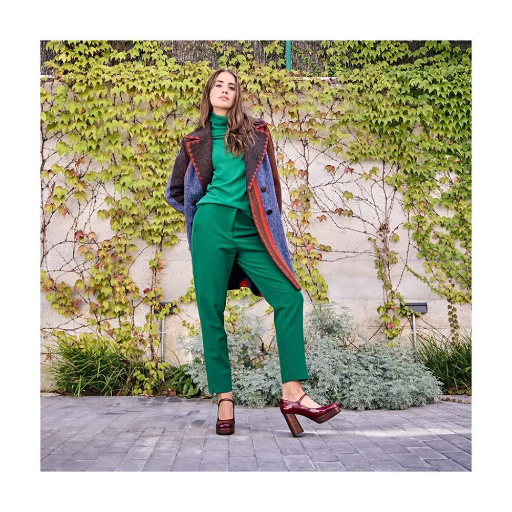 ANGEL ALARCON Soraya - Ankle Strap Shiny Leather Pump With Wood Platform And Block Heel<Vrouwen Heeled Shoes