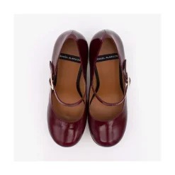 ANGEL ALARCON Soraya - Ankle Strap Shiny Leather Pump With Wood Platform And Block Heel<Vrouwen Heeled Shoes