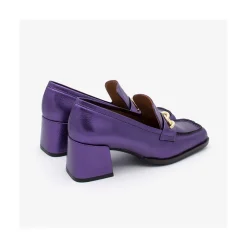 ANGEL ALARCON Terence - Woman Metallized Leather Heeled Mocassin<Vrouwen Last Units