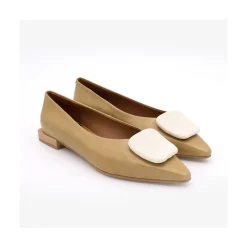 ANGEL ALARCON Thelma - Shinny Leather Flats With Raffia Ornament<Vrouwen Ballerinas