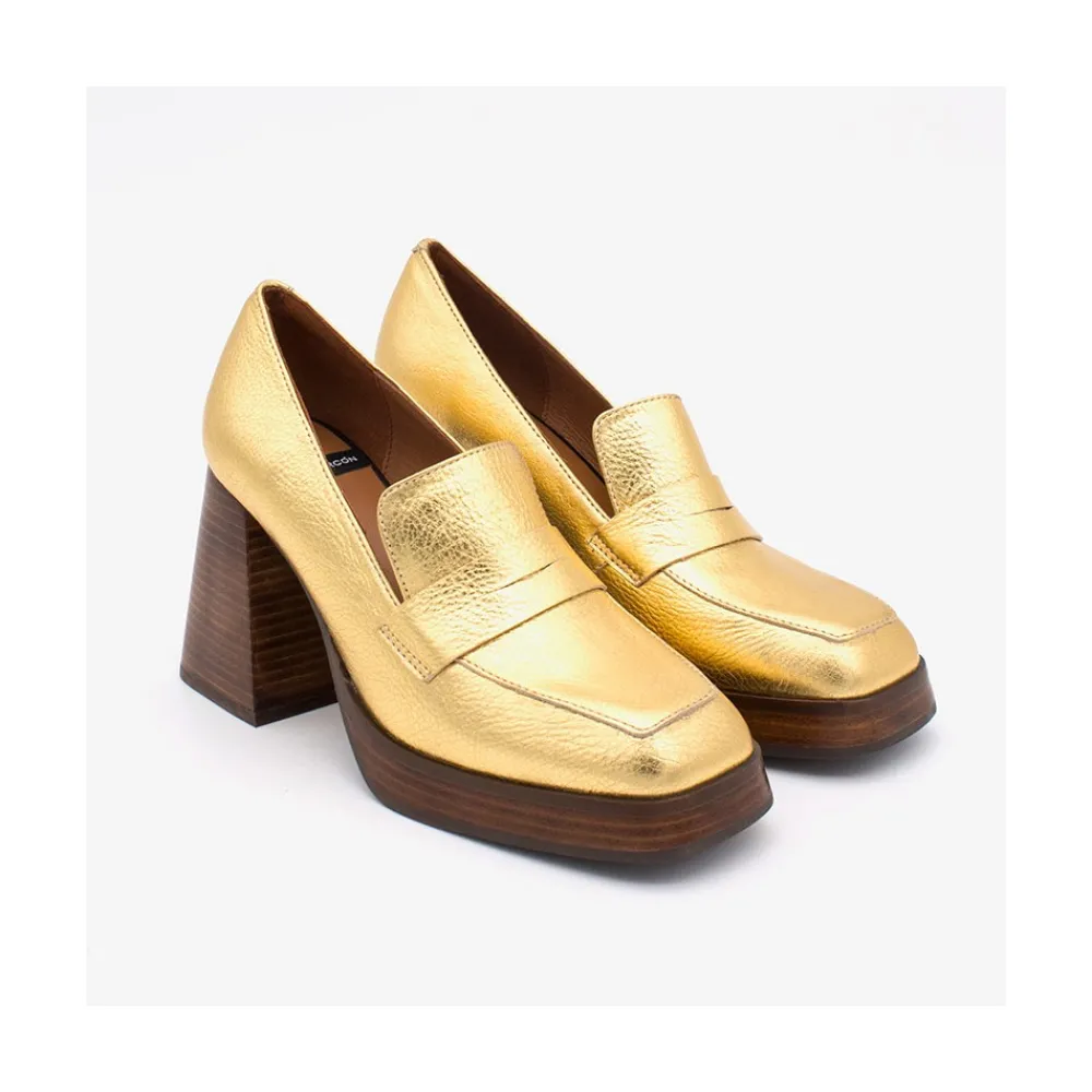 ANGEL ALARCON Tular - Women S Chunky Heels & Platforms Metallized Leather Moccasins<Vrouwen Heeled Shoes