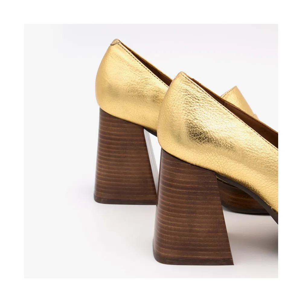 ANGEL ALARCON Tular - Women S Chunky Heels & Platforms Metallized Leather Moccasins<Vrouwen Heeled Shoes