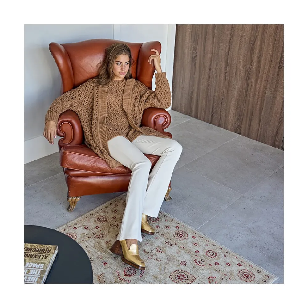 ANGEL ALARCON Tular - Women S Chunky Heels & Platforms Metallized Leather Moccasins<Vrouwen Heeled Shoes