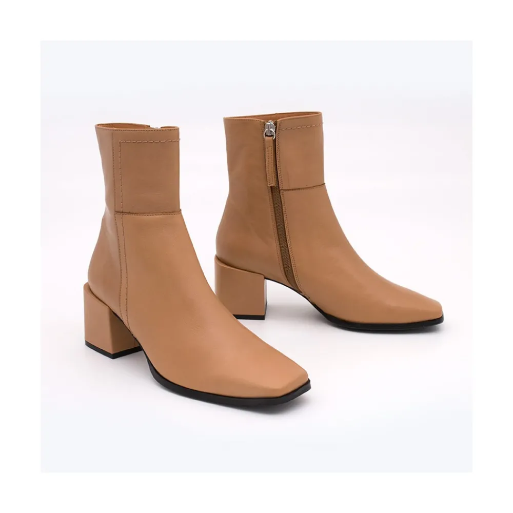ANGEL ALARCON Twain - Comfortable Leather Medium Heel Ankle Boots With Stitching<Vrouwen Last Units