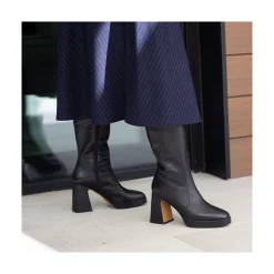 ANGEL ALARCON Yara - Leather Boots With Block Heel And Platform<Vrouwen Heeled Shoes