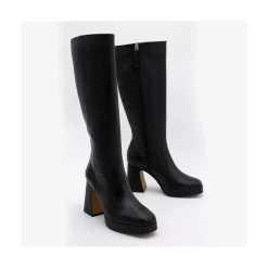ANGEL ALARCON Yara - Leather Boots With Block Heel And Platform<Vrouwen Heeled Shoes