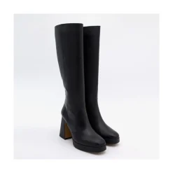 ANGEL ALARCON Yara - Leather Boots With Block Heel And Platform<Vrouwen Heeled Shoes